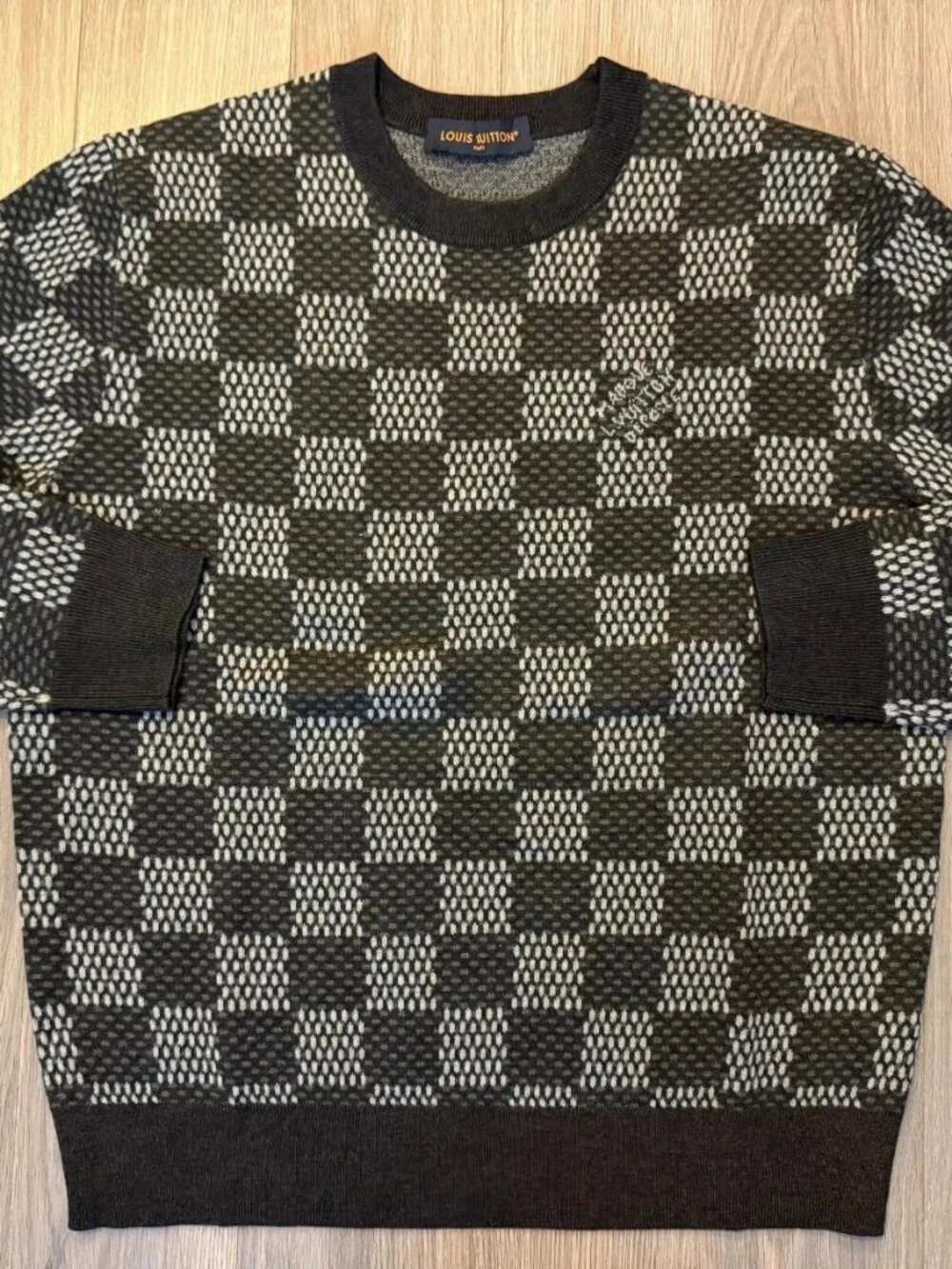 Louis Vuitton Damier Wool Crewneck sweater washed black M